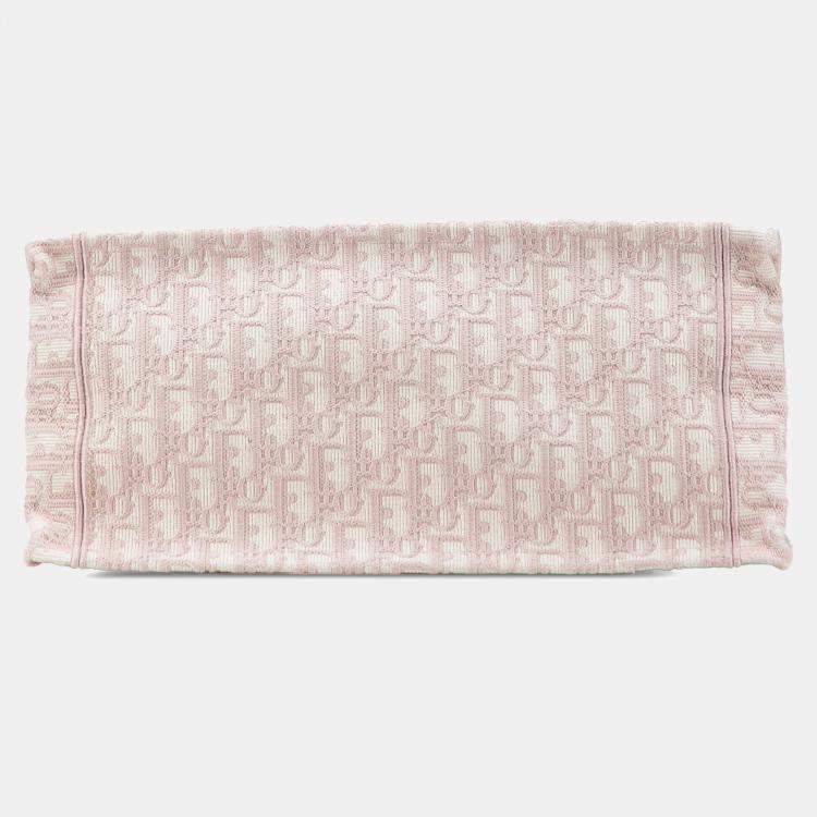 Pre Owned Dior Pink Medium Oblique Embroidered Canvas Book Tote