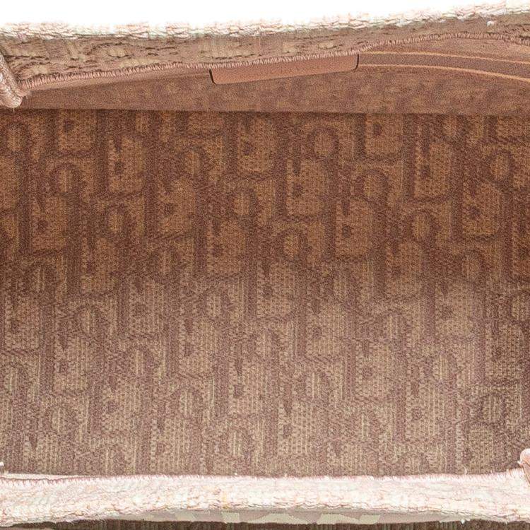 Pre Owned Dior Pink Medium Oblique Embroidered Canvas Book Tote