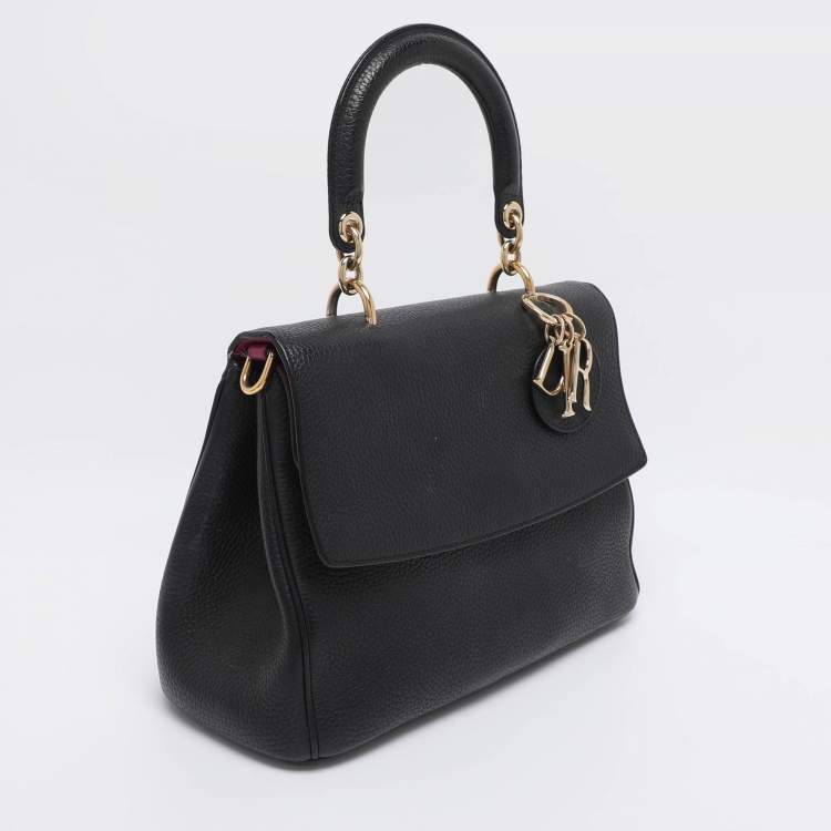 Pre Owned Dior Black Leather Small Be Dior Flap Top Handle Bag