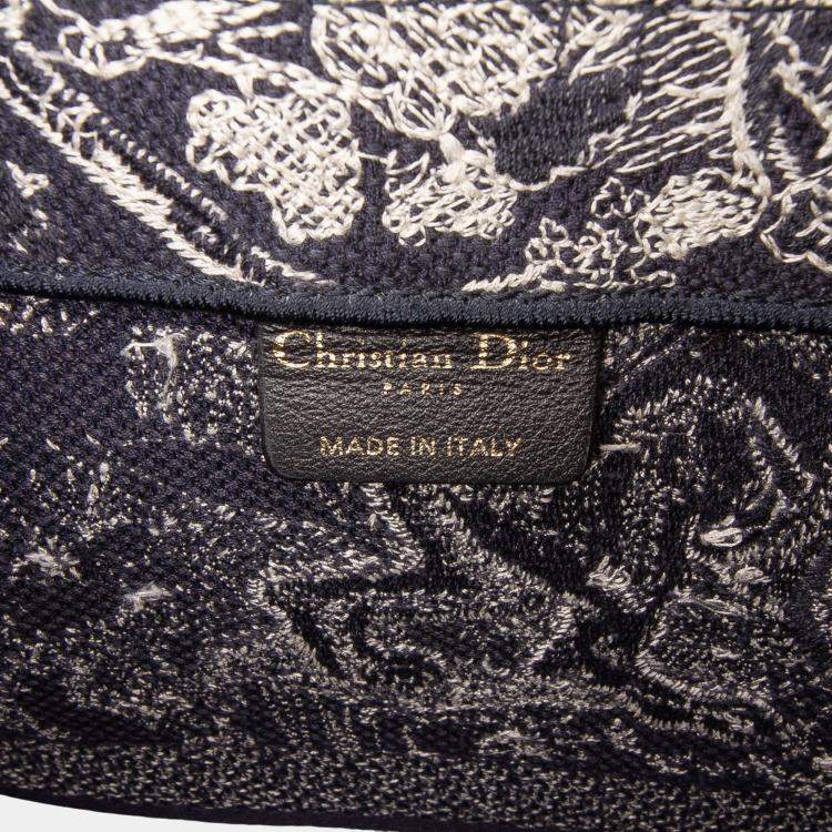 Pre Owned Dior Blue Large Canvas Toile de Jouy Reverse Embroidered Book Tote