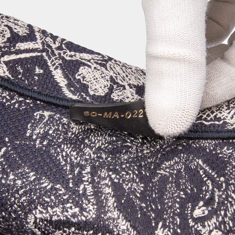 Pre Owned Dior Blue Large Canvas Toile de Jouy Reverse Embroidered Book Tote