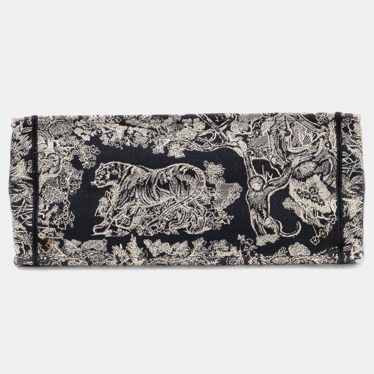 Pre Owned Dior Blue Large Canvas Toile de Jouy Reverse Embroidered Book Tote