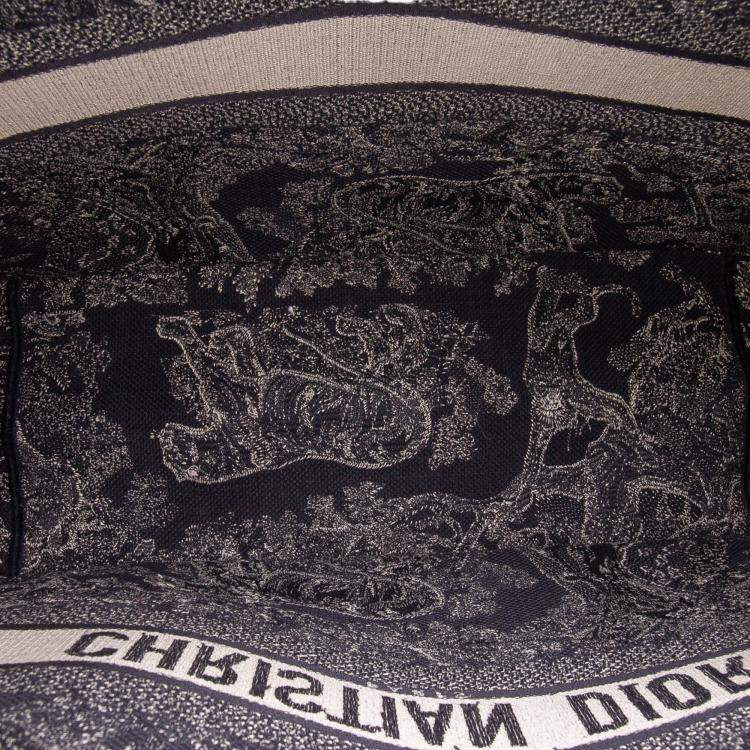 Pre Owned Dior Blue Large Canvas Toile de Jouy Reverse Embroidered Book Tote