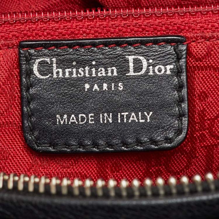 Pre Owned Dior Black Cannage Leather Large Lady Dior Tote