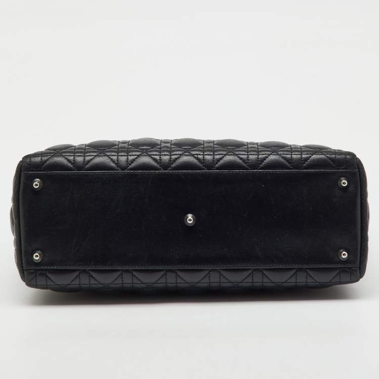 Pre Owned Dior Black Cannage Leather Large Lady Dior Tote