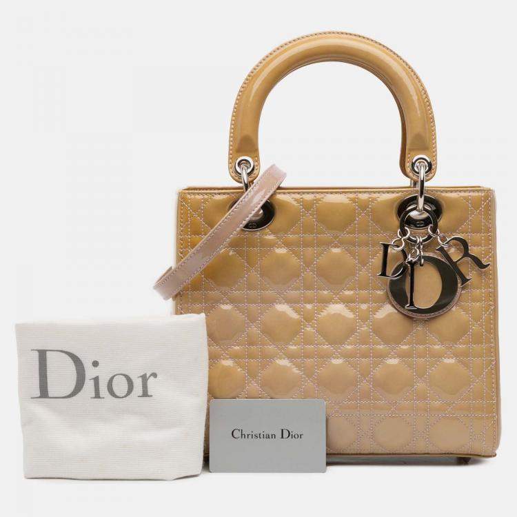 Pre Owned Dior Medium Patent Cannage Lady Dior