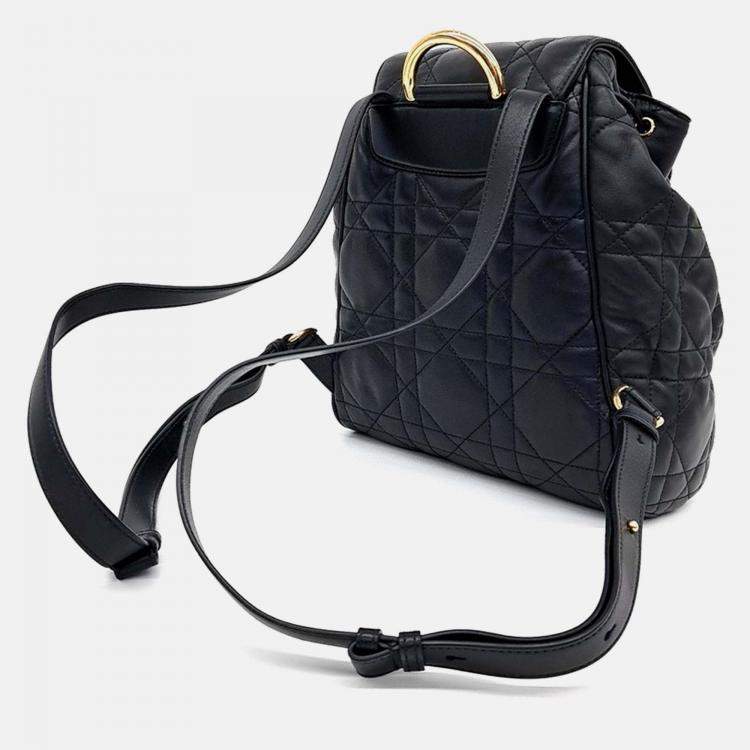 Pre Owned Dior Black Leather Caro Backpack