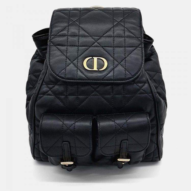 Pre Owned Dior Black Leather Caro Backpack