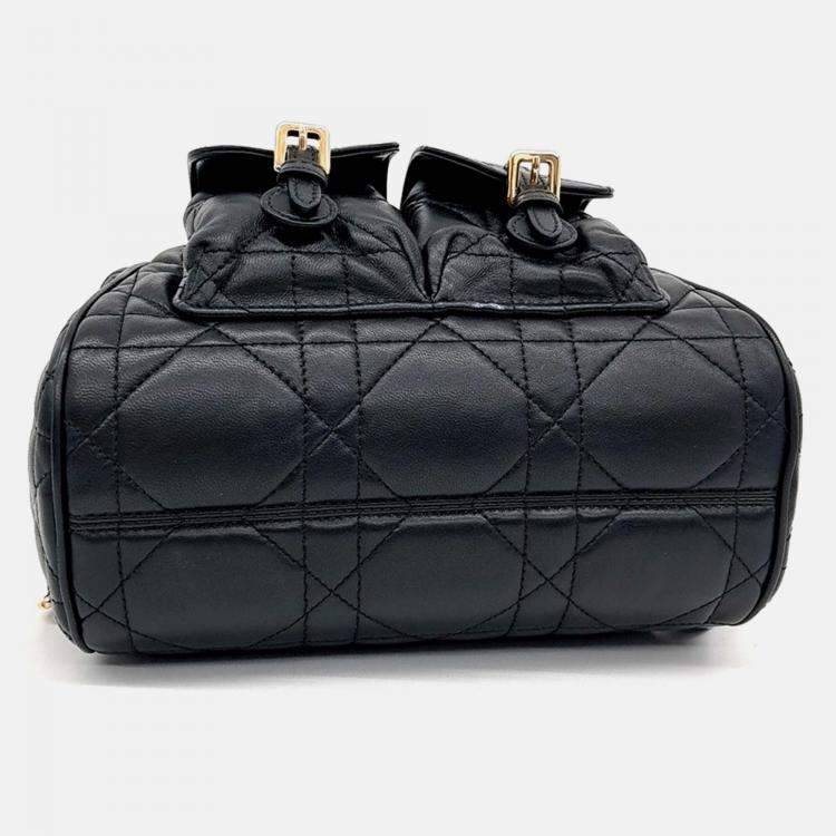Pre Owned Dior Black Leather Caro Backpack