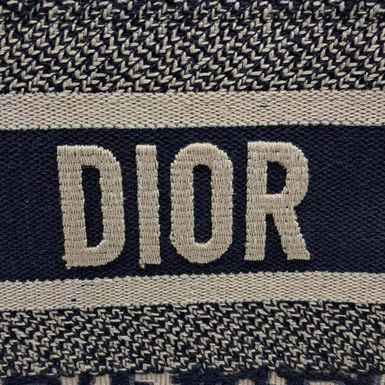 Pre Owned Dior Beige/Navy Blue Fabric Oblique Book Tote