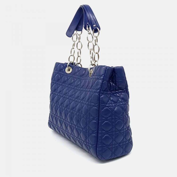 Pre Owned Dior Blue Leather Cannage shoulder bag