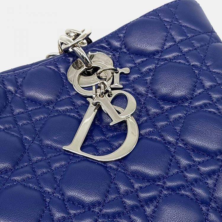 Pre Owned Dior Blue Leather Cannage shoulder bag