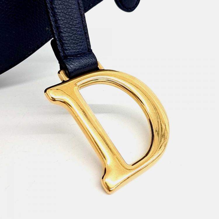 Pre Owned Dior Navy Blue Leather Saddle Bag