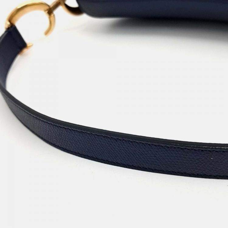 Pre Owned Dior Navy Blue Leather Saddle Bag