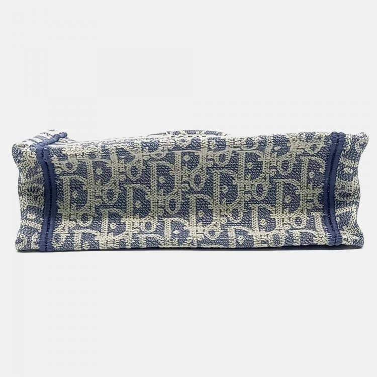 Pre Owned Dior Blue Fabric Book Tote Mini Strap Bag