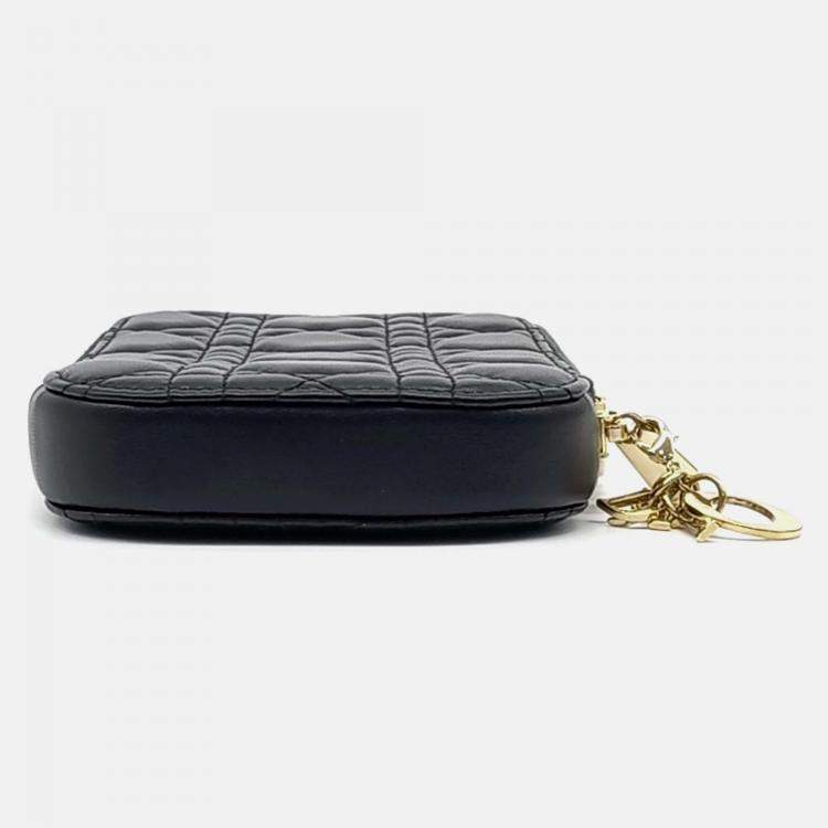 Pre Owned Dior Black Leather 30 Montaigne Oblique Phone Holder Mini Crossbody Bag