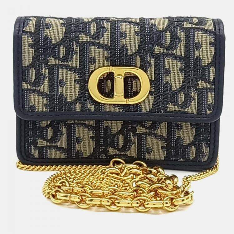 Pre Owned Dior Navy Blue Fabric Oblique Miss Caro Micro Crossbody Bag