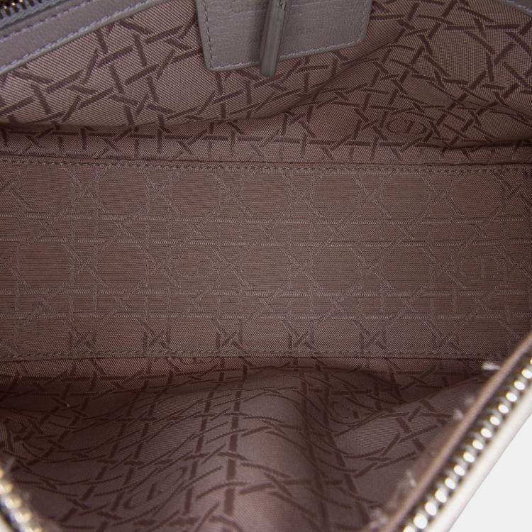 Pre Owned Dior Grey Medium Pearlescent Lambskin Cannage Lady Dior