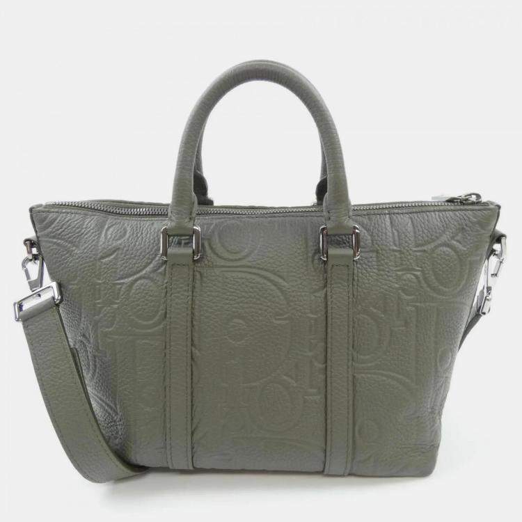 Pre Owned Dior Weekender Green Leather Tote Bag