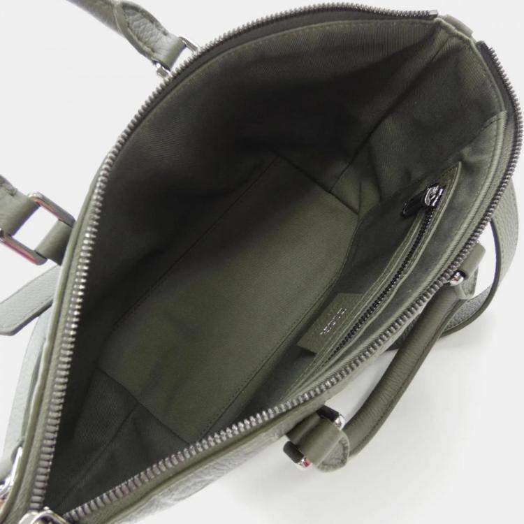 Pre Owned Dior Weekender Green Leather Tote Bag