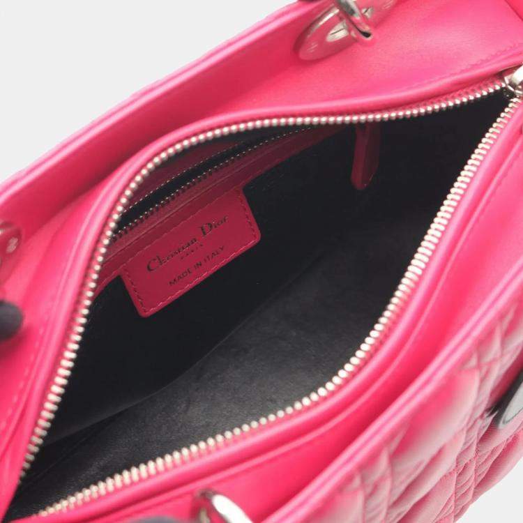 Pre Owned Christian Dior Lady Pink Black Leather Handbag