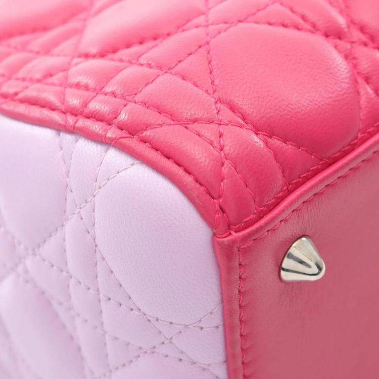 Pre Owned Christian Dior Lady Pink Black Leather Handbag