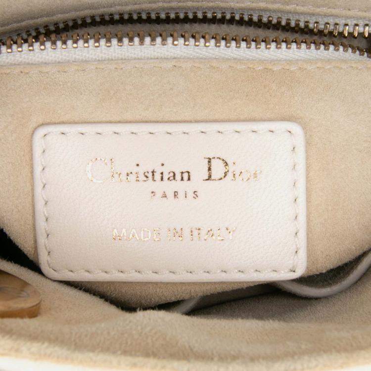 Pre Owned Dior White Mini Lambskin Cannage Studded Supple Lady Dior
