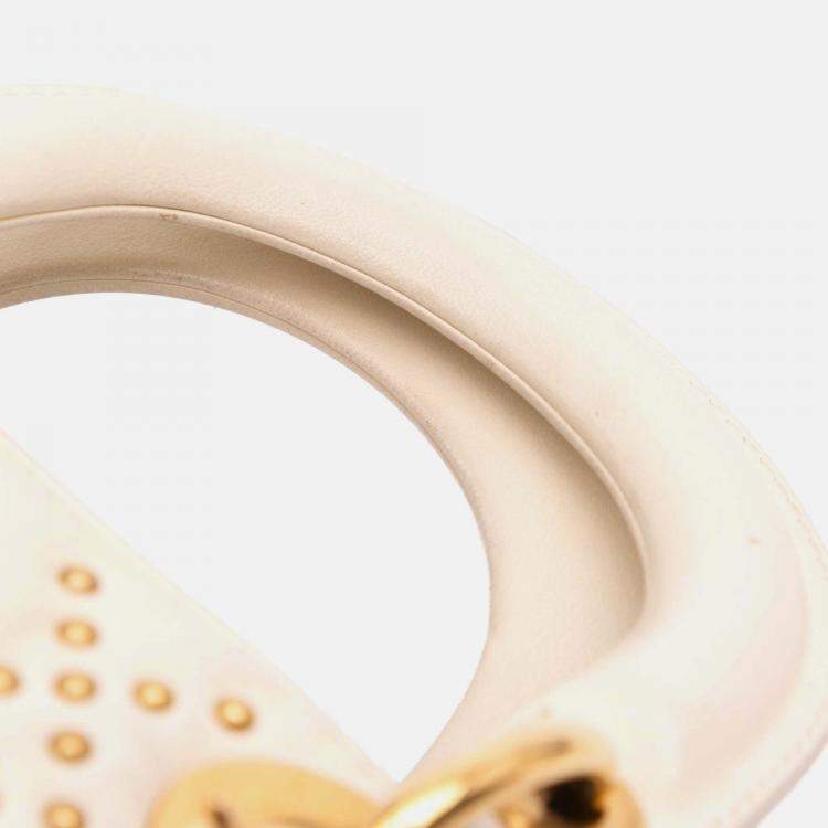 Pre Owned Dior White Mini Lambskin Cannage Studded Supple Lady Dior