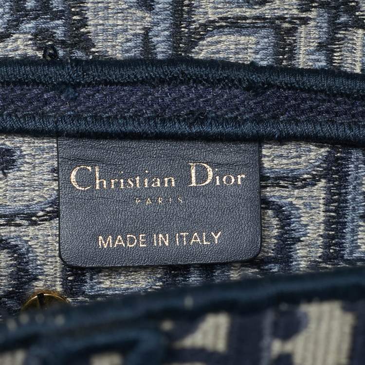 Pre Owned Dior Navy Blue Oblique Canvas and Leather Saddle Bag
