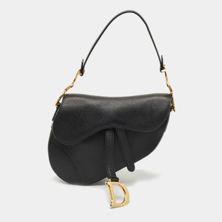Pre Owned Dior Black Leather Saddle Bag