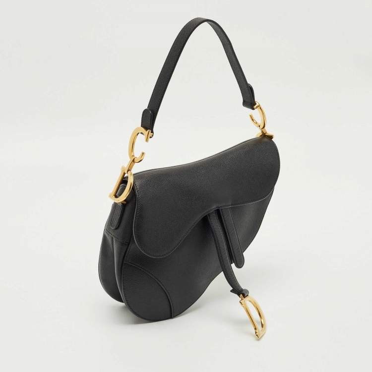 Pre Owned Dior Black Leather Saddle Bag