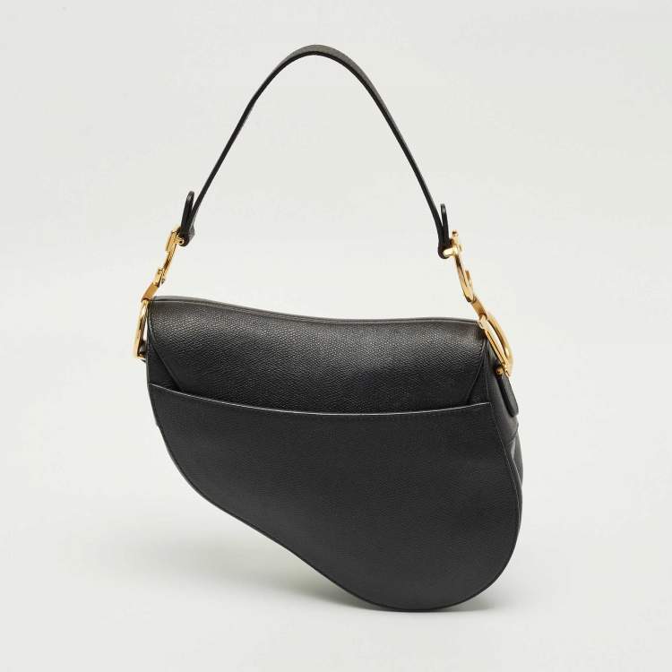 Pre Owned Dior Black Leather Saddle Bag