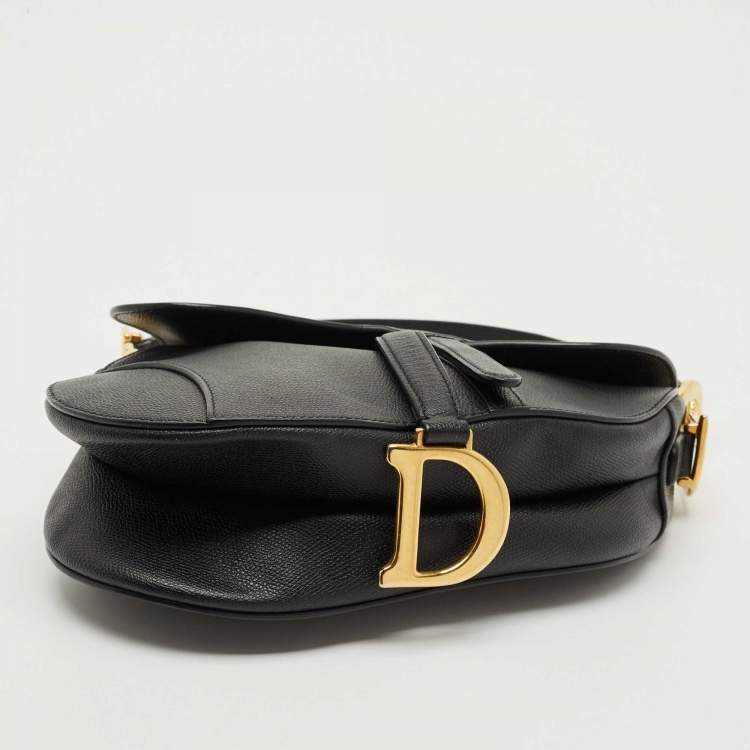 Pre Owned Dior Black Leather Saddle Bag