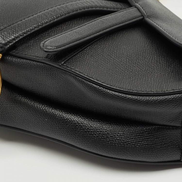 Pre Owned Dior Black Leather Saddle Bag