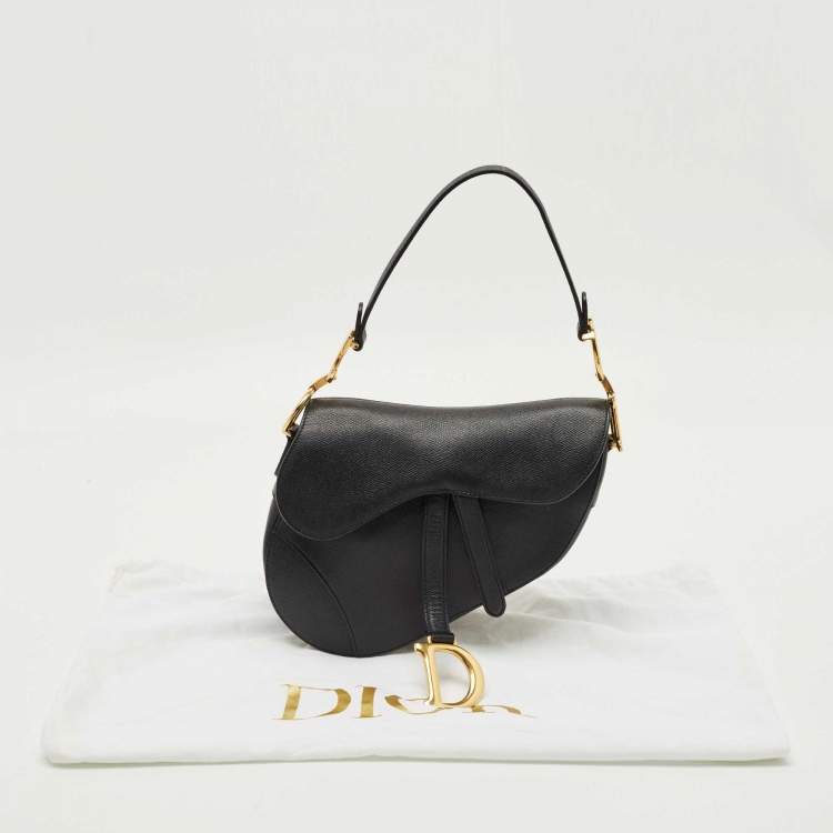 Pre Owned Dior Black Leather Saddle Bag