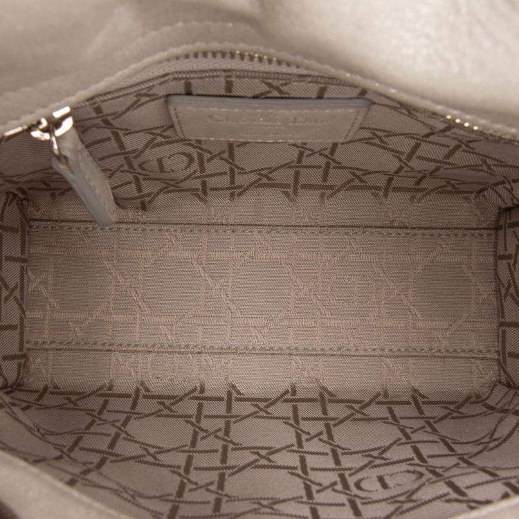 Pre Owned Dior Silver Mini Iridescent Lambskin Cannage Lady Dior