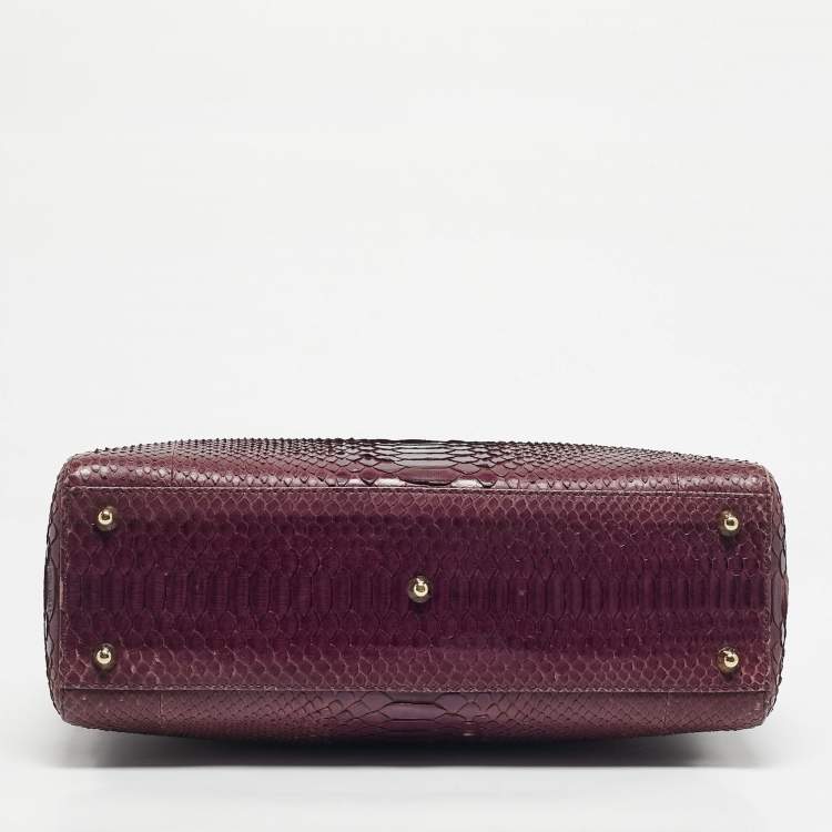 Pre Owned Dior Purple Python Large Lady Dior Tote
