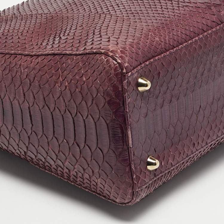 Pre Owned Dior Purple Python Large Lady Dior Tote