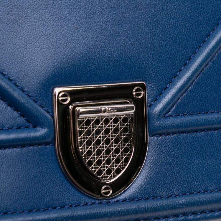 Pre Owned Dior Blue Mini Lambskin Diorama Flap