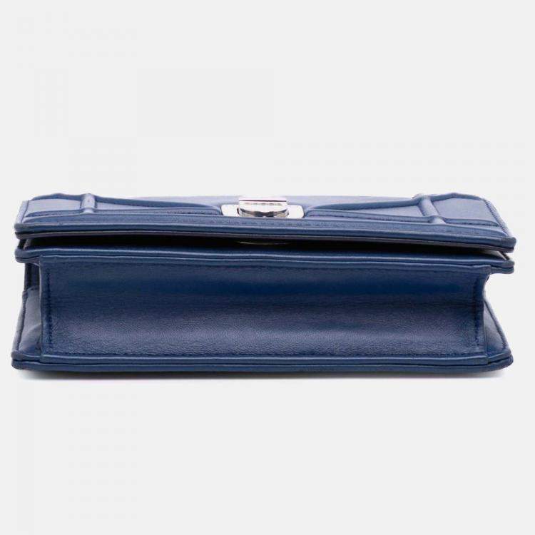 Pre Owned Dior Blue Mini Lambskin Diorama Flap