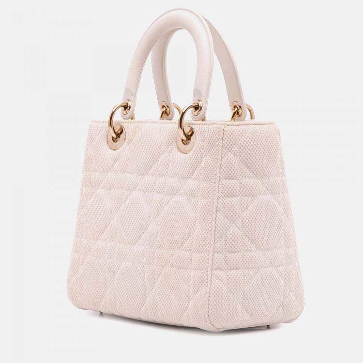 Pre Owned Dior Pink Medium Mesh Cannage Lady Dior