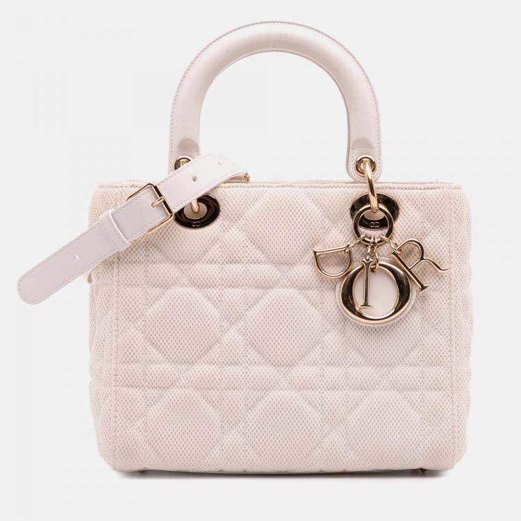 Pre Owned Dior Pink Medium Mesh Cannage Lady Dior