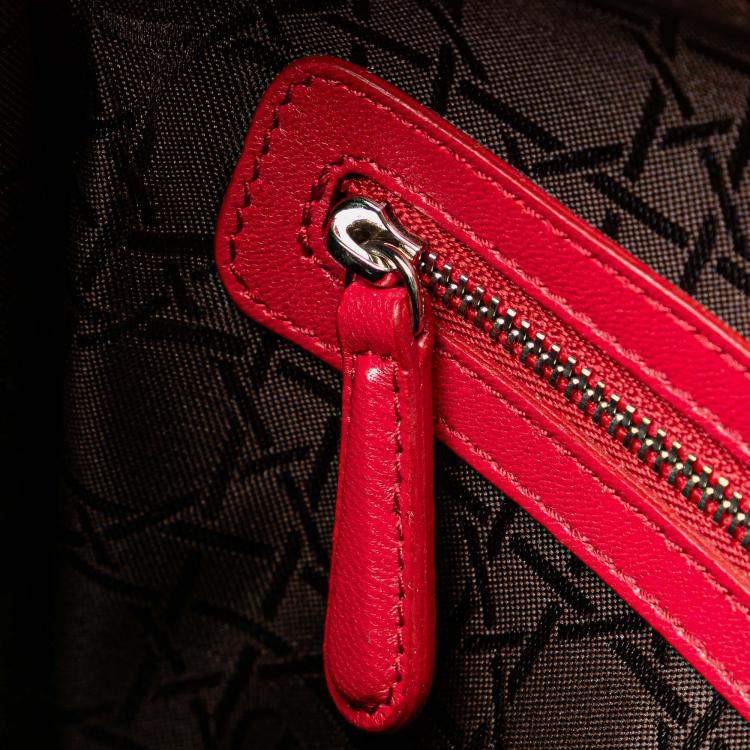 Pre Owned Dior Red Large Lambskin Cannage Lady Dior