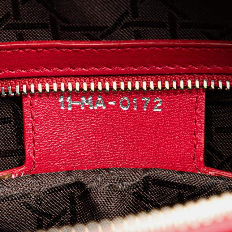 Pre Owned Dior Red Large Lambskin Cannage Lady Dior