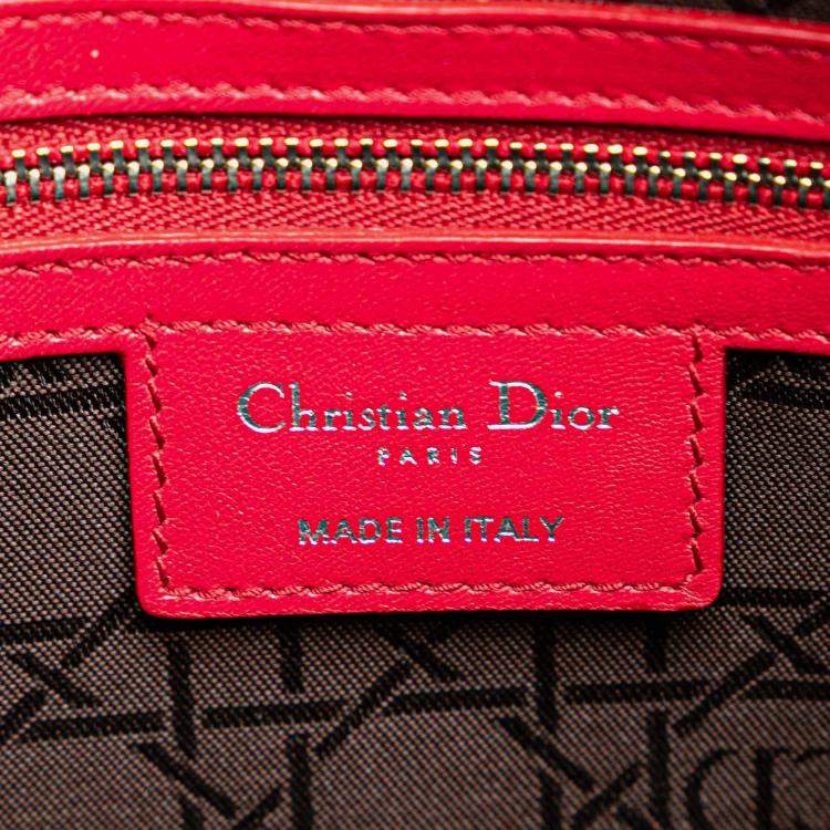 Pre Owned Dior Red Large Lambskin Cannage Lady Dior