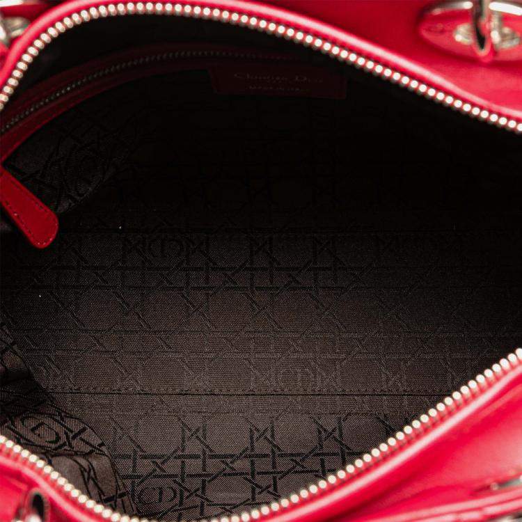 Pre Owned Dior Red Large Lambskin Cannage Lady Dior