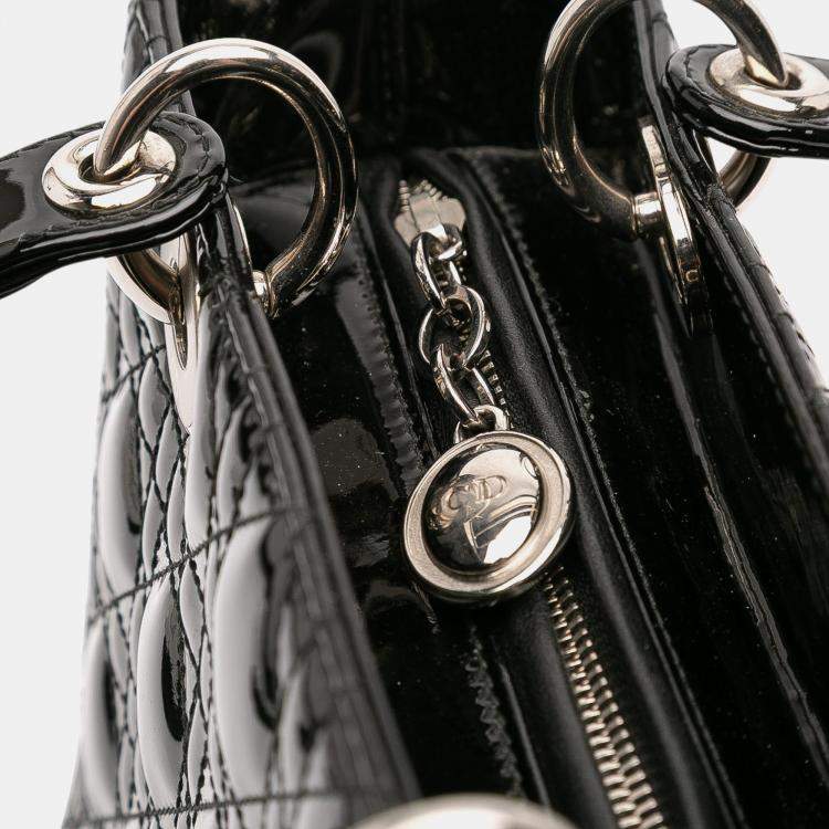مملوكة مسبقًا Dior Black Medium Patent Cannage Lady Dior