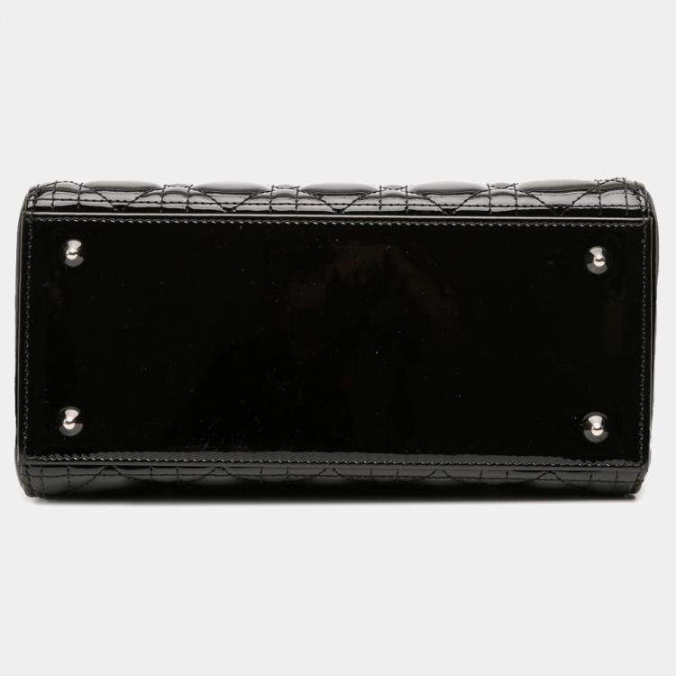مملوكة مسبقًا Dior Black Medium Patent Cannage Lady Dior