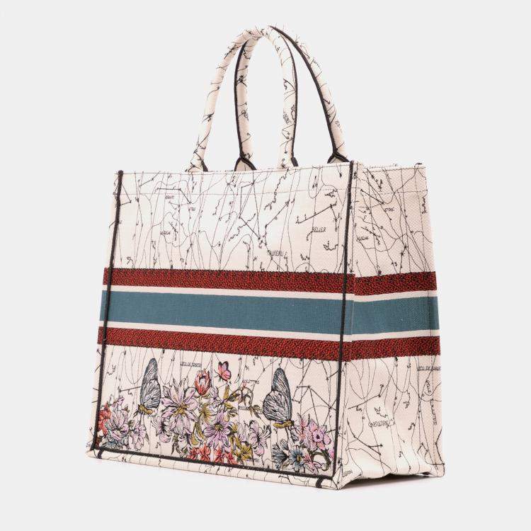 Pre Owned Dior Multicolor Large Embroidered Canvas Zodiac Book Tote