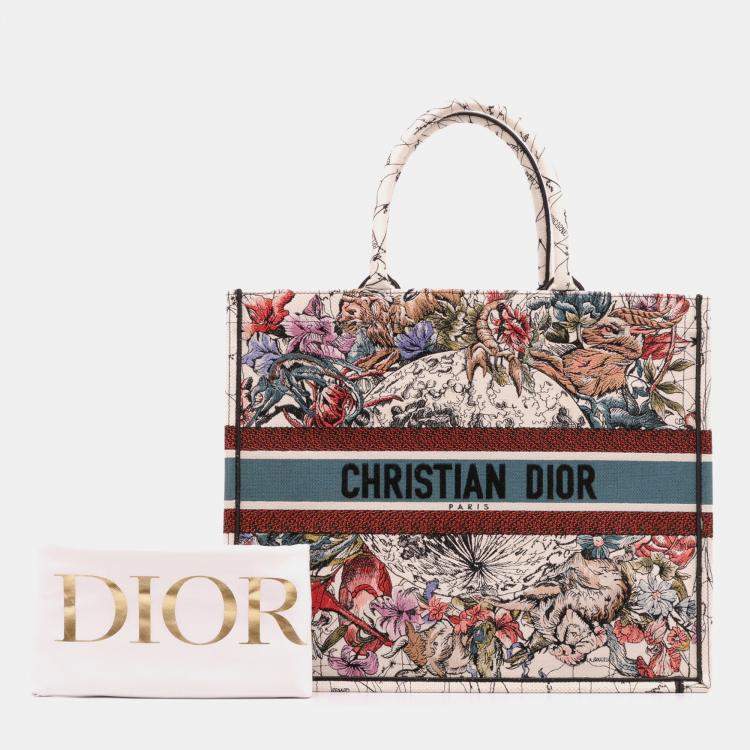 Pre Owned Dior Multicolor Large Embroidered Canvas Zodiac Book Tote